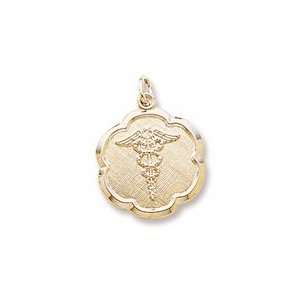  Caduceus Disc Charm in Yellow Gold Jewelry