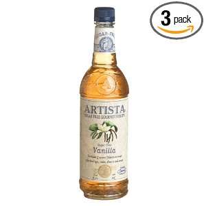 Artista Gourmet Sugar Free Syrup, Vanilla, 25.4 Ounce Bottles (Pack of 