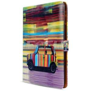   NEW STRIPED MINI CAR BOOK STYLE LEATHER CASE FOR iPAD 2: Electronics