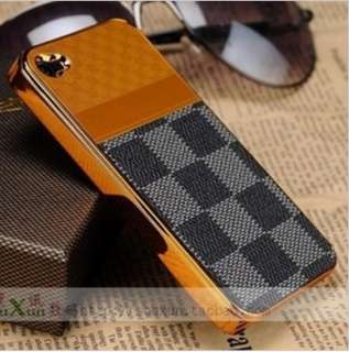 New Grid Luxury Designer Leather Hard Back Case Cover For i Phone 4 4G 
