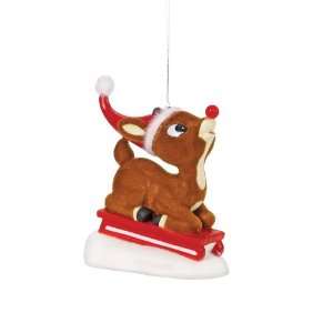  Rudolph Flocked Sledding Rudolph, Christmas Ornament: Home 