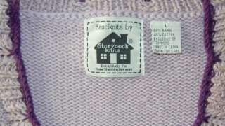 Storybook Knits Handknit Floral Cardigan Sweater Sz L  