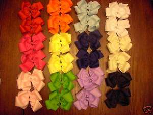 LOT OF 24 MEDIUM BOUTIQUE HAIRBOWS ON ALLIGATOR CLIPS!  