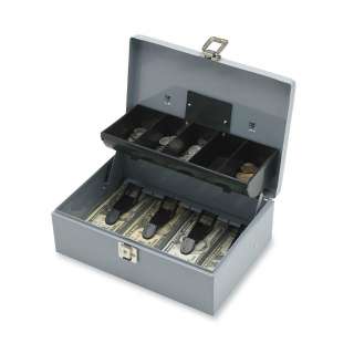 Sparco Cash Box, 5 Compartments, 11 3/8x7 1/2x3 3/8, Gray #15507 