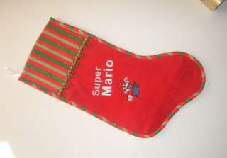 CHRISTMAS STOCKING SUPER MARIO BROTHERS RED GREEN TRIM  
