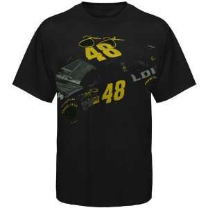  #48 Jimmie Johnson Black Car Signature T shirt Sports 