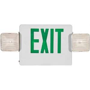 Combo LED Exit Emergency Light Green LED White Housing Remote Capable