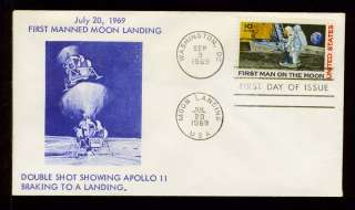 C76 32 FIRST MAN ON THE MOON FIRST DAY COVER BY SARZIN 1969  