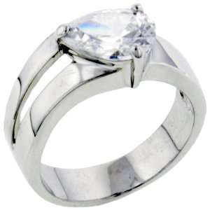    Forked Band Pear Cubic Zirconia Promise Ring: Pugster: Jewelry