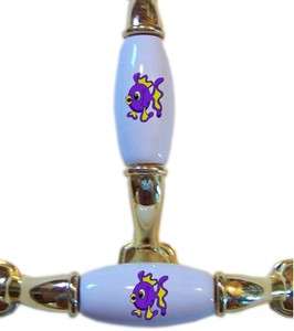 Purple Tropical FISH Cabinet Drawer PULL Handle  
