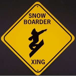  SNOWBOARDER XING Aluminum Sign: Sports & Outdoors