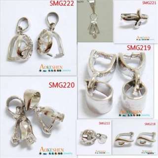 ASSORTED 925 Sterling Silver jewelery findings Pinch Bail CZ charms 
