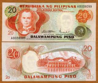 Philippines, 20 Piso, ND (1970) P 150, First Issue, UNC  