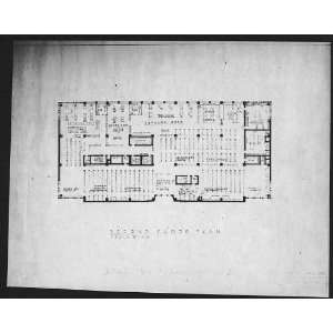    Floor plan,Stockton Public Library,CA,c1951: Home & Kitchen
