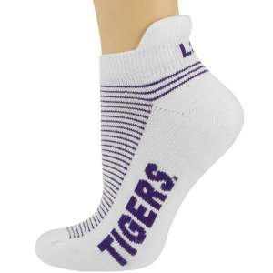   LSU Tigers Ladies White Purple Striped Ankle Socks: Sports & Outdoors