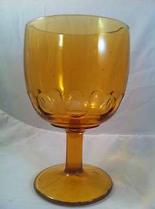 Vintage Amber Glass Stemmed Water Goblet RARE  