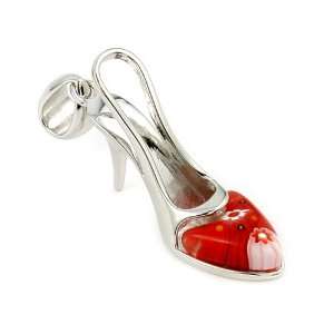  Red Millefiori Stiletto Shoe Pendant Alan K. Jewelry