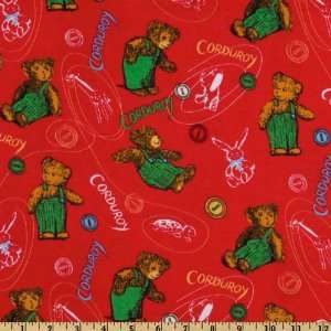  T Shirt Prints Corduroy The Bear Red #8 Fabric By The Yard 