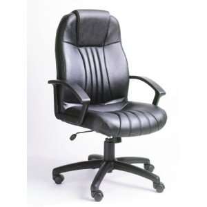 BLACK LEATHER EXECUTIVE HIGH BACK CHAIR 