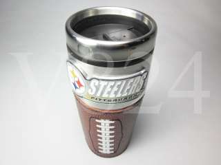 NFL Pittsburgh Steelers Travel Mug Cup w/ Leather A  