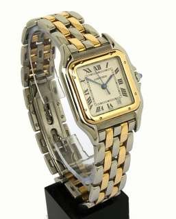 STYLISH CARTIER PANTHER STAINLESS STEEL & 18K YELLOW GOLD WRIST WATCH 