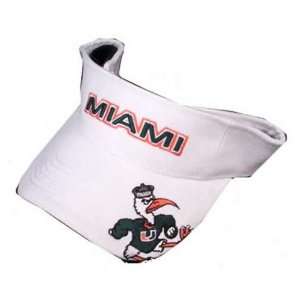  Miami Hurricanes White Mascot Visor: Sports & Outdoors