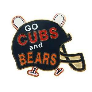 Chicago Cubs Go Cubs and Bears Souvenir Pin:  Sports 