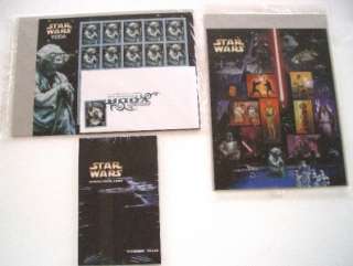 Star Wars +Yoda Stamp Sheets +First Day Issue +15 Cards  