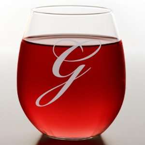  Script Monogram Stemless Red Wine Glass