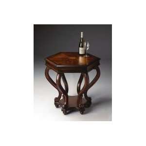  Solid Wood and Veneer Accent Table with Hexagonal Top by 