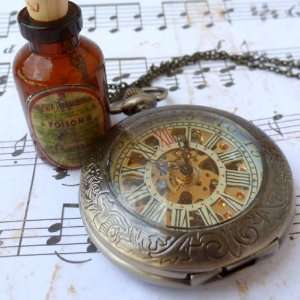  Steampunk pocket watch Necklace Flask wicca quirky locket 