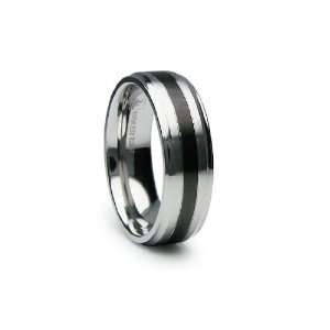  Stainless Steel Ring High Polish with Center Black PVD 7mm 