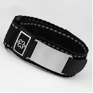 Medical ID Alert Velcro Sport Strap Bracelet with Engravable Stainless 