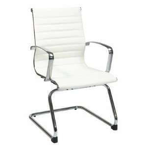  OSP Furniture White Eco Leather Guest Chair with Polished 