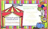 Kids Circus/Carnival Birthday Party Invitations  