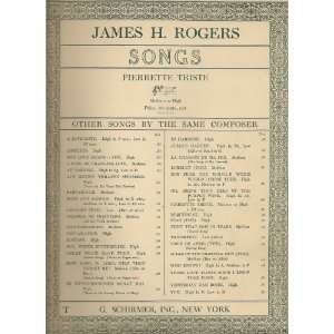 Pierrette Triste (James H. Rogers Songs, Medium or High Voice in F# 