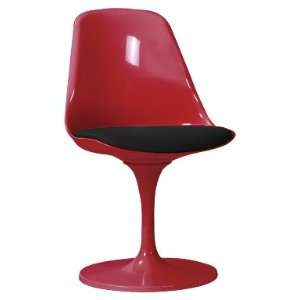  Saarinen Style Tulip Side Chair in RED with Black Seat 