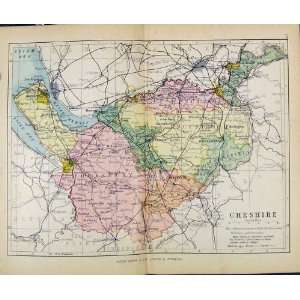   Philips Handy Atlas Map England C1890 Cheshire Print