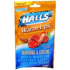  Halls Warm Ups Cough Suppressant Drops, Warm Apple Cider 