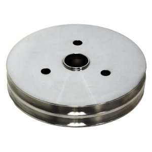  CHEVY SMALL BLOCK POLISHED ALUMINUM CRANK PULLEY   2 GROOVE (SHORT 