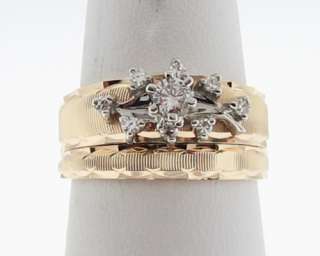 Genuine Diamonds Solid 14k Gold Wedding Set Ring Band  