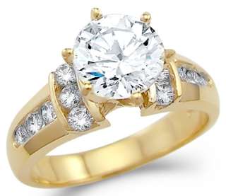 14k Yellow Gold Round Solitaire CZ Engagement Ring New  