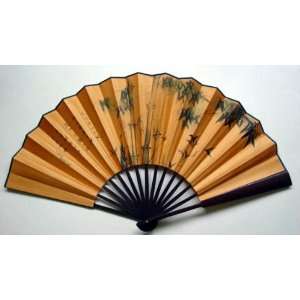 Chinese Art Painting Calligraphy Bamboo Fan