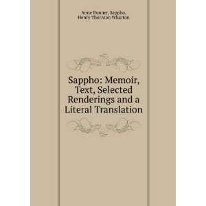   Literal Translation Sappho, Henry Thornton Wharton Anne Bunner Books