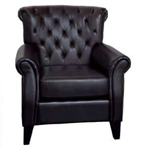  Solvang Tufted Brown Leather Club Chair: Furniture & Decor
