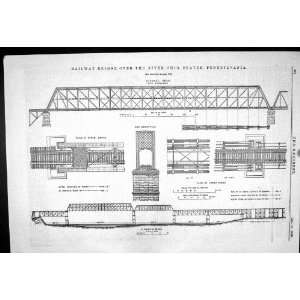 Engineering 1880 Railway Bridge River Ohio Beaver Pennsylvania America 