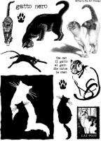 CATS #1  Unmounted rubber stamps SHEET by Cherry Pie  