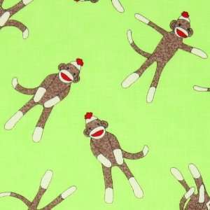   Funky Monkeys Sock Monkey Lime Fabric Yardage: Arts, Crafts & Sewing