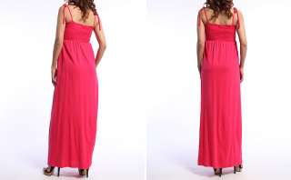   Stretch Jersey MAXI LONG DRESS Tie Strap Smocked Top A Line Skirt
