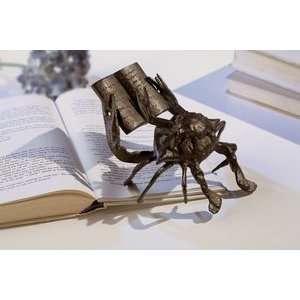   Whimsy Bronze Reading Crab Bookshelf Accent Statue: Kitchen & Dining